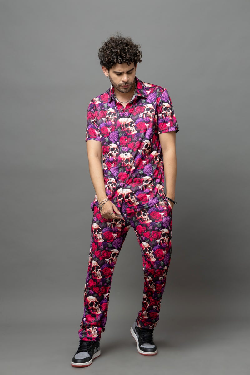 GO DEVIL Colourful Skull Printed Co-Ord Set For Men - Image 1